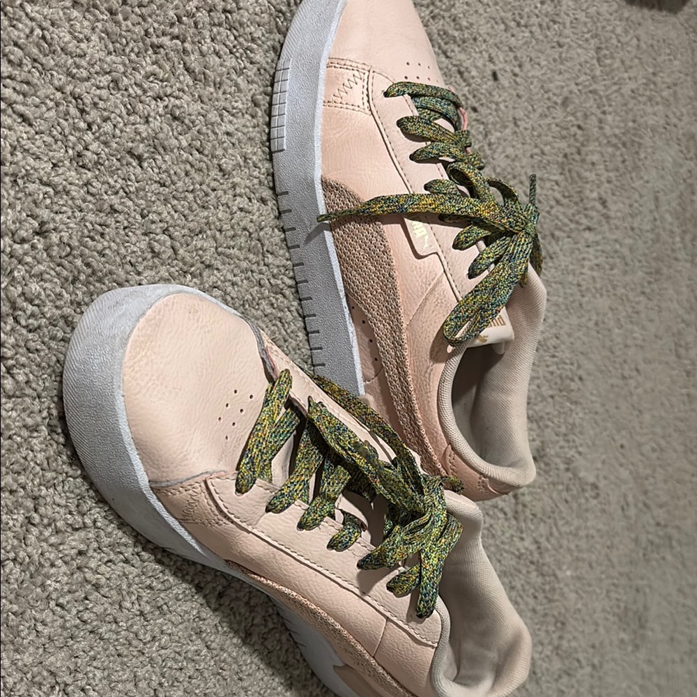 Puma Peach Sneakers with Multicolor Laces